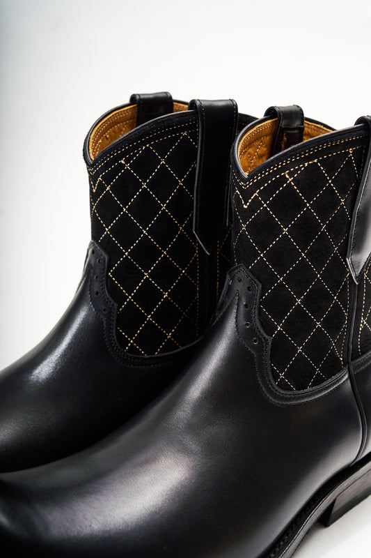 ®️× Magical Design × ZERROWS "Back zip Western boots Roper toe" BLK